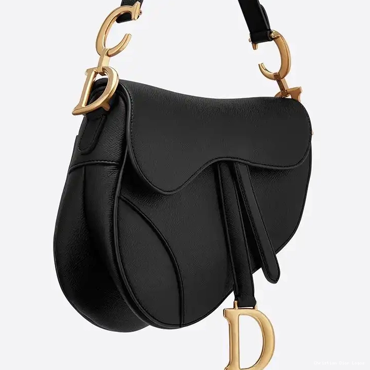 Cheap Grained Saddle Black Dior Calfskin Bag 0424 Luxury